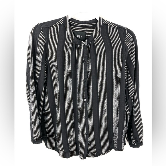 Rails Eloise Top Sagrada Stripe Button Down Shirt Black Metallic Size Small - Picture 1 of 10